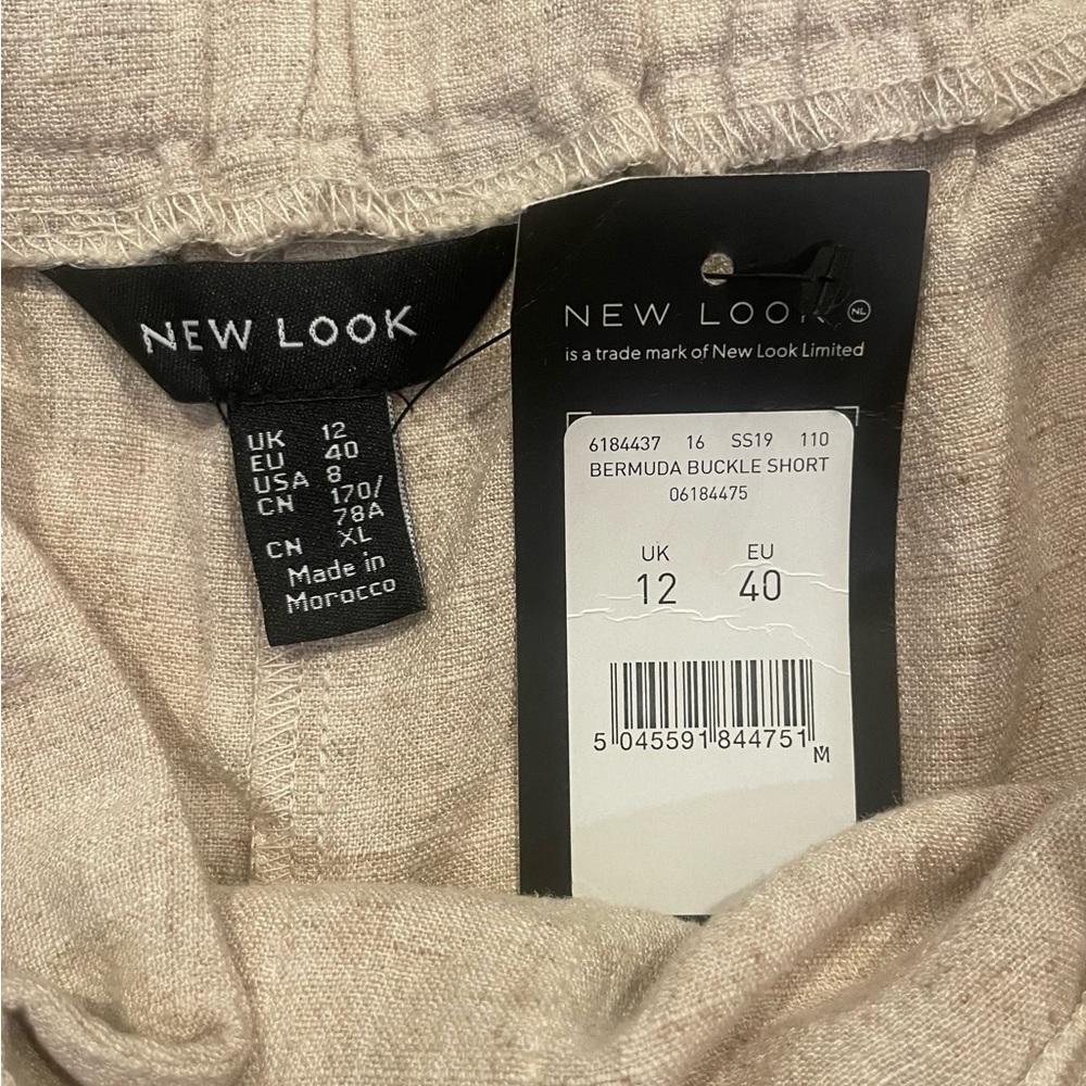 New Look NWT Beige High Waisted Bermuda Shorts with Belt Buckle | Size US 8 - Picture 6 of 6